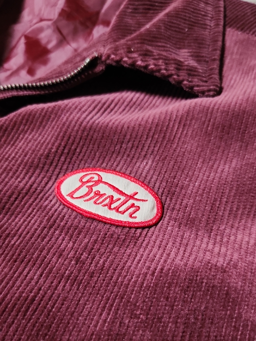Brixton Burgundy/Plum Corduroy Zip Jacket with Logo Patch - Picture 3 of 11